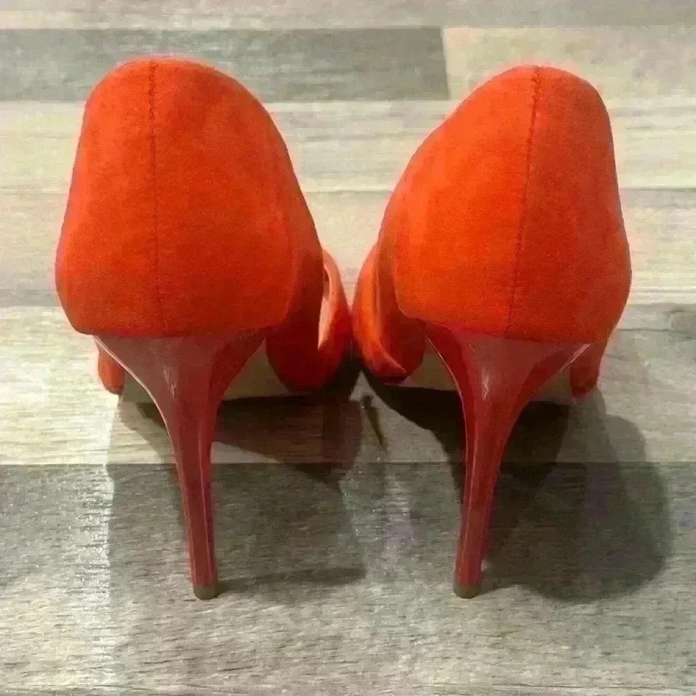 ORANGE VELVET POINT TOE SHOES SIZE 9 - Picture 4 of 4